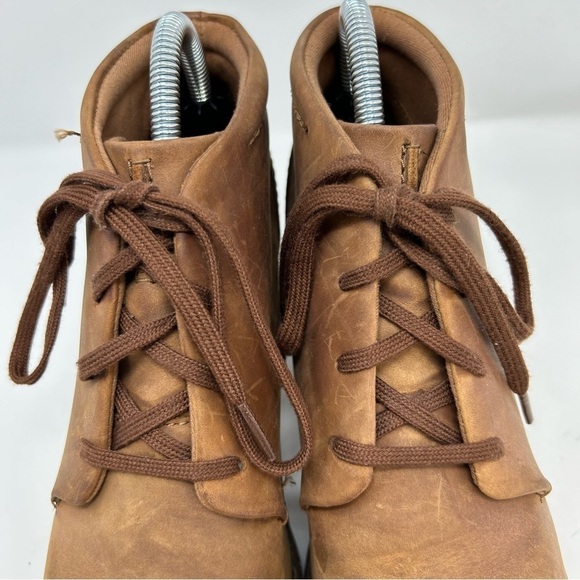Clarks Brown Tan Leather Sashlin Sue Ankle Lace Up Booties Size 9 Comfort - Picture 5 of 13